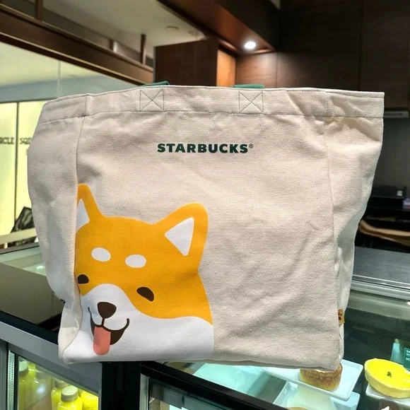 Starbucks Hong Kong Shiba Canvas Bag with 3 Metal Pin Set - Picture 6 of 11